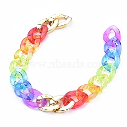 Rainbow Handmade Transparent Acrylic & CCB Plastic Curb Chains, Unwelded, Colorful, 39.37 inch(100cm), Link: 23x17x4.5mm and 22x16.5x4.5mm, 1m/strand(AJEW-JB00832)
