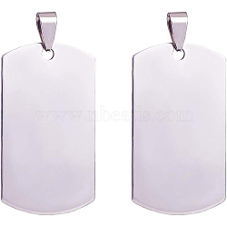 201 Stainless Steel Rectangle Stamping Blank Tag Pendants, with Snap on Bail, Stainless Steel Color, 43x24x1mm, Hole: 3mm, 20pcs/box(STAS-BC0002-18P)