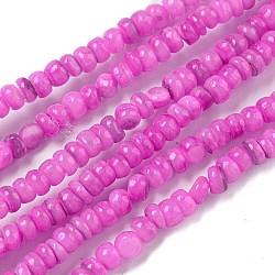 Dyed Natural Freshwater Shell Beads Strands, Rondelle, Magenta, 1~4.5x4~4.5x2~4.5mm, Hole: 0.5mm, about 159pcs/strand, 15.12''(38.4cm)(BSHE-G039-07L)