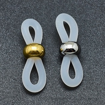 Eco-Friendly Eyeglass Holders, Glasses Rubber Loop Ends, with Brass Findings, Clear, Mixed Color, 20x6mm, Hole: 2.5x5mm