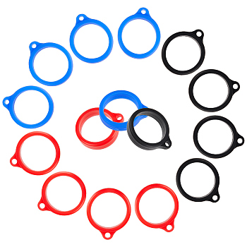 66Pcs 3 Colors Silicone Pendant, for Electronic stylus & Lighter Making, Ring, Mixed Color, 28.5~29x24~24.5x6.5~7mm, 22pcs/color