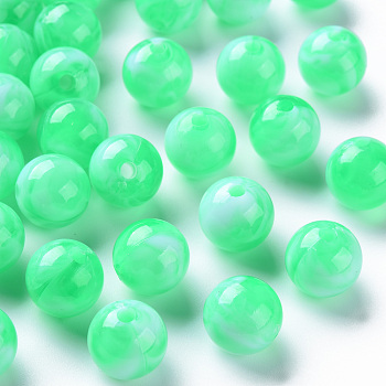 Acrylic Beads, Imitation Gemstone, Round, Medium Spring Green, 12mm, Hole: 2mm, about 560pcs/500g