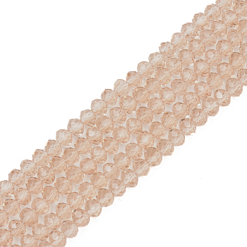 Glass Beads Strands, Faceted, Rondelle, Tan, 10x8mm, Hole: 1mm, about 63~65pcs/strand, 49~50cm