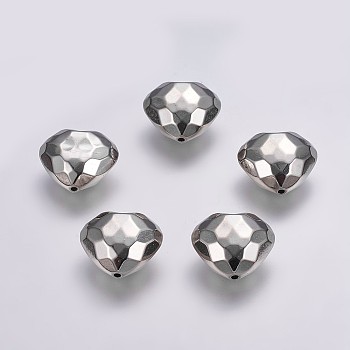 CCB Plastic Beads, Faceted, Heart, Platinum, 24x28x15mm, Hole: 2mm