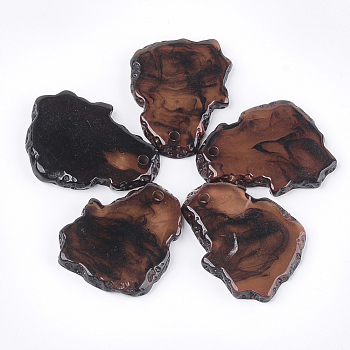 Resin Pendants, Imitation Gemstone, Nuggets, Saddle Brown, 39~40x31~32x5mm, Hole: 3mm