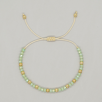 Adjustable Glass Braided Bead Bracelets, Dark Sea Green, 11 inch(28cm)