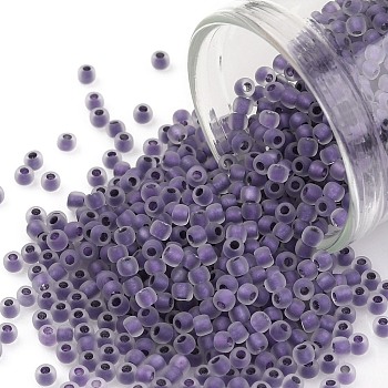 TOHO Round Seed Beads, Japanese Seed Beads, (265FM) Metallic Purple Lined Crystal Rainbow Matte, 11/0, 2.2mm, Hole: 0.8mm, about 3000pcs/10g