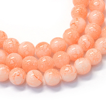 Baking Painted Glass Round Bead Strands, Light Salmon, 8.5~9mm, Hole: 1.5mm, about 105pcs/strand, 31.8 inch