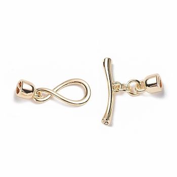 Rack Plating Brass Toggle Clasps, Long-Lasting Plated, Infinity, Real 18K Gold Plated, Fit for Cord: 2.8~3mm, Infinity: 15.5x7.5x1.5mm, Bar: 17x4.5x2mm