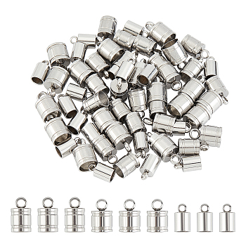 60Pcs 3 Style 304 Stainless Steel Cord Ends, End Caps, Stainless Steel Color, 20pcs/style
