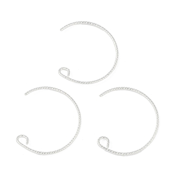 Brass Earring Hooks, Silver, 22x20.5x0.8mm, Hole: 2.5mm