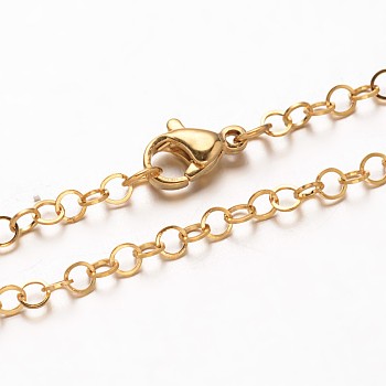 304 Stainless Steel Rolo Chain Necklaces, with Lobster Clasps, Golden, 17.71 inch(44.9cm)