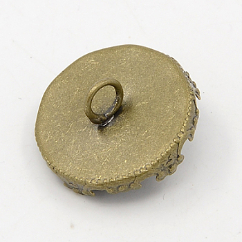 Brass Pendant Cabochon Settings for Glass Globe, Nickel Free, Flat Round, Antique Bronze, Tray: 15mm, 17x4mm, Hole: 2mm