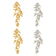 Superfindings 2 paires 2 couleurs feuille de bambou polyester tissu de broderie informatisé coudre sur des appliques de dentelle(PATC-FH0001-06)-1