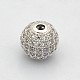 CZ Brass Micro Pave Grade AAA Clear Color Cubic Zirconia Round Beads(KK-O065-12mm-05P-NR)-1