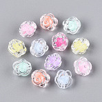 Transparent Plastic Beads, Bead in Bead, Rose, Mixed Color, 11x10.5x10mm, Hole: 2mm, about 1000pcs/500g(KY-T041-21)