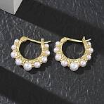 Brass Hoop Earrings for Women, with ABS Imitation Pearl, Rack Plating, Long-Lasting Plated, Lead Free & Cadmium Free, Real 18K Gold Plated, 19x21x5mm(EJEW-A168-16G)