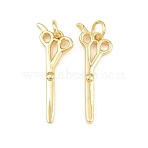 Brass Pendants, Scissor Charms, Rack Plating, Long-Lasting Plated, Lead Free & Cadmium Free, Real 18K Gold Plated, 26x9x2.5mm, Hole: 3mm(KK-CBABBCE-03C-G)