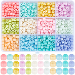 168G 12 Colors Opaque Baking Paint Glass Seed Beads, Round Hole, Cylinder, Mixed Color, 4x5.5mm, Hole: 1.8mm, 14g/color(SEED-SP0001-03B-01)