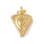 304 Stainless Steel Enamel Charms, Cake with Heart Charm, with Jump Ring, Golden, 15x10x10mm, Hole: 3mm(STAS-V013-01G)