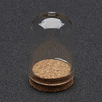 Glass Dome Cloche Cover, Bell Jar, with Cork Base, For Doll House Container, Dried Flower Display Decoration, Clear, 36.5x22mm(AJEW-P043-S)
