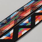 Ethnic Style Flat Polyester Elastic Rubber Cord/Band, Triangle Print Jacquard Stretchy Band, Webbing Garment Sewing Accessories, Orange, 25mm(OCOR-WH0082-122A)