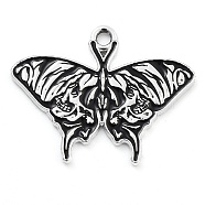 Halloween Alloy Enamel Pendants, Platinum, Butterfly, 22x27.5x1mm, Hole: 2mm(FIND-M019-01I)