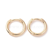 Brass Huggie Hoop Earrings, Ring, Real 14K Gold Plated, 12 Gauge(2mm), 13.5x13x2mm, Pin: 1mm(KK-D063-04LG)