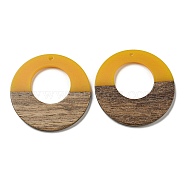 Resin & Walnut Wood Pendants, Geometric Charms, Ring, 38x2.5mm, Hole: 2.2mm(RESI-XCP0002-16J)