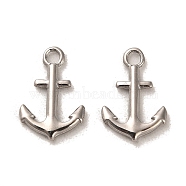 Non-Tarnish 304 Stainless Steel Pendants, Anchor Charms, Stainless Steel Color, 16x11x1.8mm, Hole: 2mm(STAS-L022-132P)