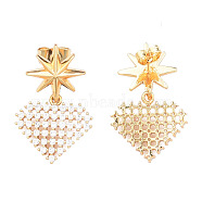 Cubic Zirconia Diamond Stud Earrings, with Ear Nuts, Golden Brass Stud Earrings for Women, Nickel Free, Clear, 28.5mm, Pin: 0.7mm(EJEW-N011-58C)