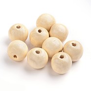 Natural Wood Beads, Round Macrame Beads Large Hole for Craft Making, Lead Free, Creamy White, 19~20x17.5~18mm, Hole: 4.5mm, about 400pcs/1000g(TB20mmY-13)