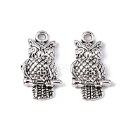 Tibetan Style Alloy Pendants, Lead Free and Cadmium Free, Antique Silver, Owl, about 22mm long, 12mm wide, 4.5mm thick, hole: 2mm(X-LF10093Y)