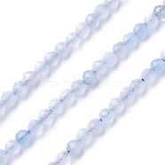 Natural Aquamarine Beads Strands, Faceted, Round, 3~3.5mm, Hole: 0.5mm, about 115~130pcs/strand, 14.5~16.1 inch(37~41cm)(X-G-F619-05-3mm)
