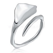 Rhodium Plated 925 Sterling Silver Triangle Open Cuff Ring for Men Women, Platinum, US Size 9(18.9mm)(JR882A)