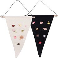 Fingerinspire 2Pcs 2 Colors Cloth Brooch Pin Display Organizer, with Cotton and Wood Finding, Triangle, Mixed Color, 405mm, 1pc/color(HJEW-FG0001-08B)