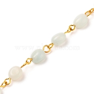 Handmade Natural Flower Amazonite Beaded Chains, with Golden Tone Iron Eye Pin, Nuggets, 5~10x5~8x3.5~7mm, about 39.37 inch(1m)/strand(AJEW-JB00794-04)
