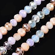 Electroplate Glass Beads Strands, Faceted, Rondelle, Misty Rose, 4.5x3.5mm, Hole: 1mm, about 140~143pcs/strand, 18.90 inch~19.29 inch(48cm~49cm)(X-EGLA-T020-12E)