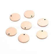 Ion Plating(IP) 304 Stainless Steel Charms, Polished, Stamping Blank Tag, Laser Cut, Flat Round, Rose Gold, 10x1mm, Hole: 0.8mm(STAS-I141-03A-RG)
