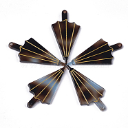 Cellulose Acetate(Resin) Pendants, Umbrella, Coconut Brown, 39.5x19~19.5x2.5mm, Hole: 1.2mm(X-KY-S158-27A)