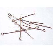 Iron Eye Pin, Cadmium Free & Nickel Free & Lead Free, Red Copper, 45x0.7mm, Hole: 2mm, about 6000pcs/1000g(EPR4.5cm-NF)