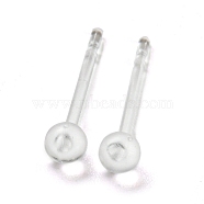 Resin Stud Earring Findings, Ball, Clear, 14mm, Pin: 0.8mm(X1-FIND-H046-10)