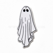 Halloween Printed  Acrylic Pendants, Ghost Charms, White, 46x21x2.5mm, Hole: 1.8mm(X-MACR-G061-06)