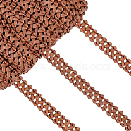 Braided PU Imitation Leather Ribbon, Saddle Brown, 1/2 inch(12~13mm), 15 yards/card(OCOR-WH0074-88C)