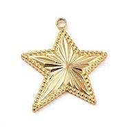 Ion Plating(IP) 304 Stainless Steel Pendants, Star Charms, Real 18K Gold Plated, 19.5x18x2mm, Hole: 1.5mm(STAS-P312-14G)