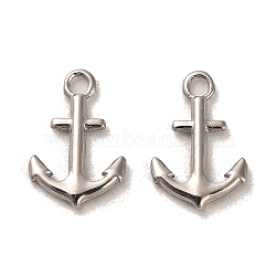 304 Stainless Steel Pendants, Anchor Charms, Stainless Steel Color, 16x11x1.8mm, Hole: 2mm(STAS-L022-132P)