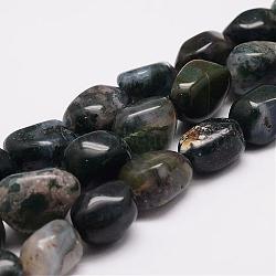 Natural Moss Agate Bead Strands, Tumbled Stone, Nuggets, 18~25x16~18x12~16mm, Hole: 2mm, about 22~25pcs/strand, 15.75 inch(G-K153-D17)