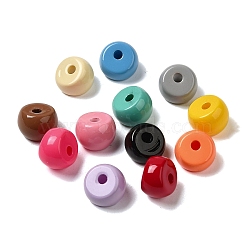 Opaque Baking Paint Acrylic Beads, Skew Column, Mixed Color, 12.5x10mm, Hole: 3mm(X-MACR-G064-01)