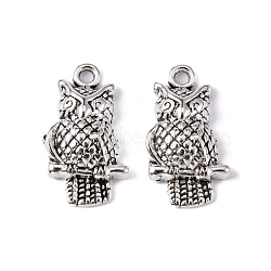 Tibetan Style Alloy Pendants, Lead Free and Cadmium Free, Antique Silver, Owl, about 22mm long, 12mm wide, 4.5mm thick, hole: 2mm(X-LF10093Y)