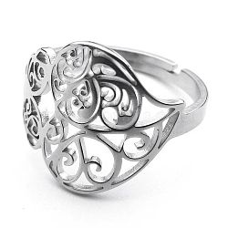 Non-Tarnish 304 Stainless Steel Finger Rings, Flower, Stainless Steel Color, Inner Diameter: 18mm(RJEW-C074-08P)